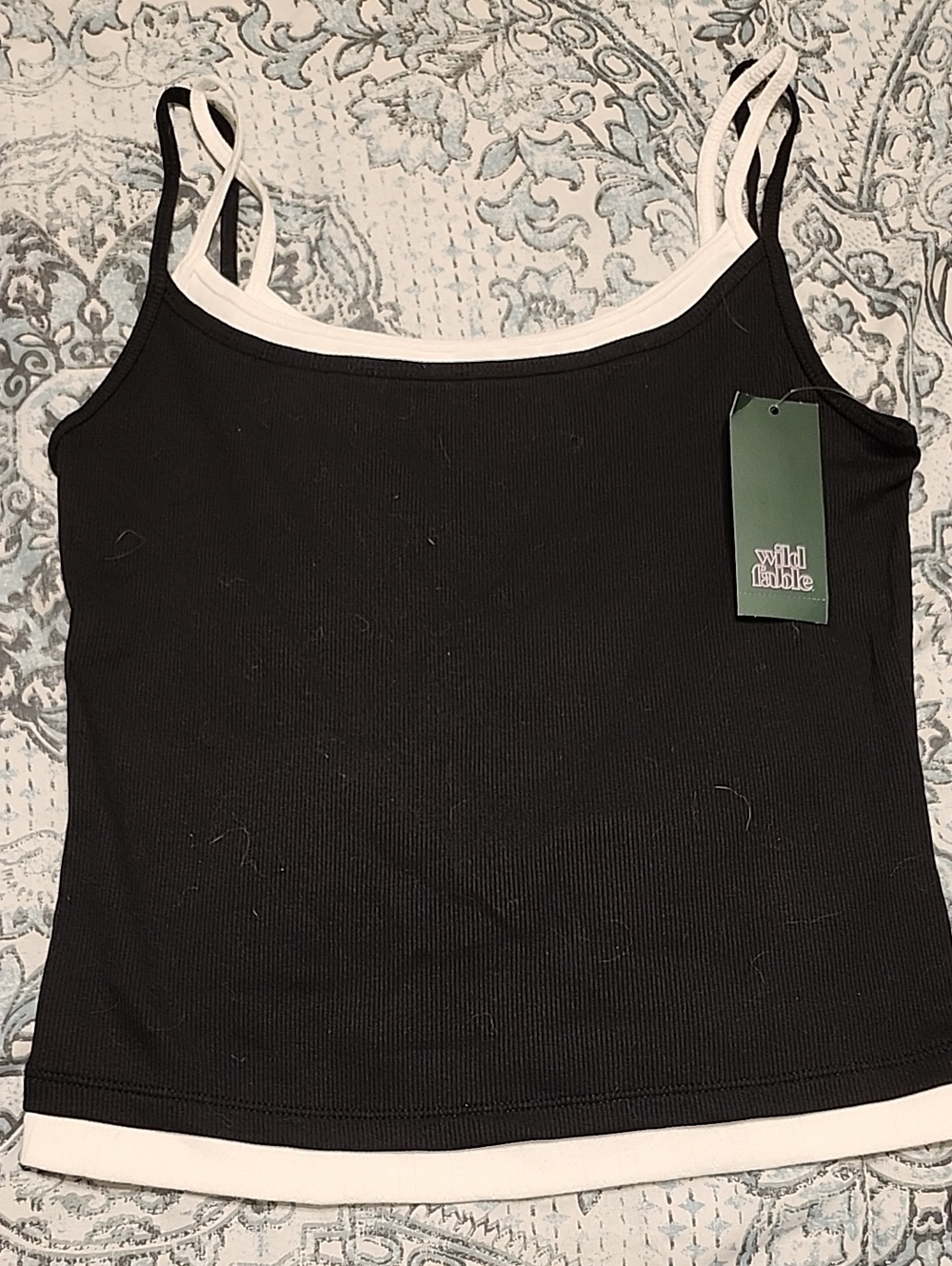 wild fable Black Camisole with White Trim